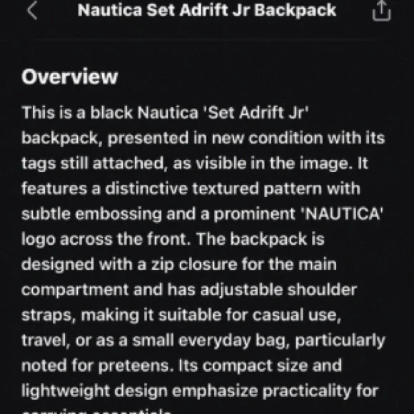 Nautica Set Adrift Jr Black and Gray Backpack - Picture 6 of 9